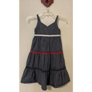 Crazy 8 Girls Size 6 Red, White, Blue Sleeveless Flowy Denim Cotton Dress! A6034